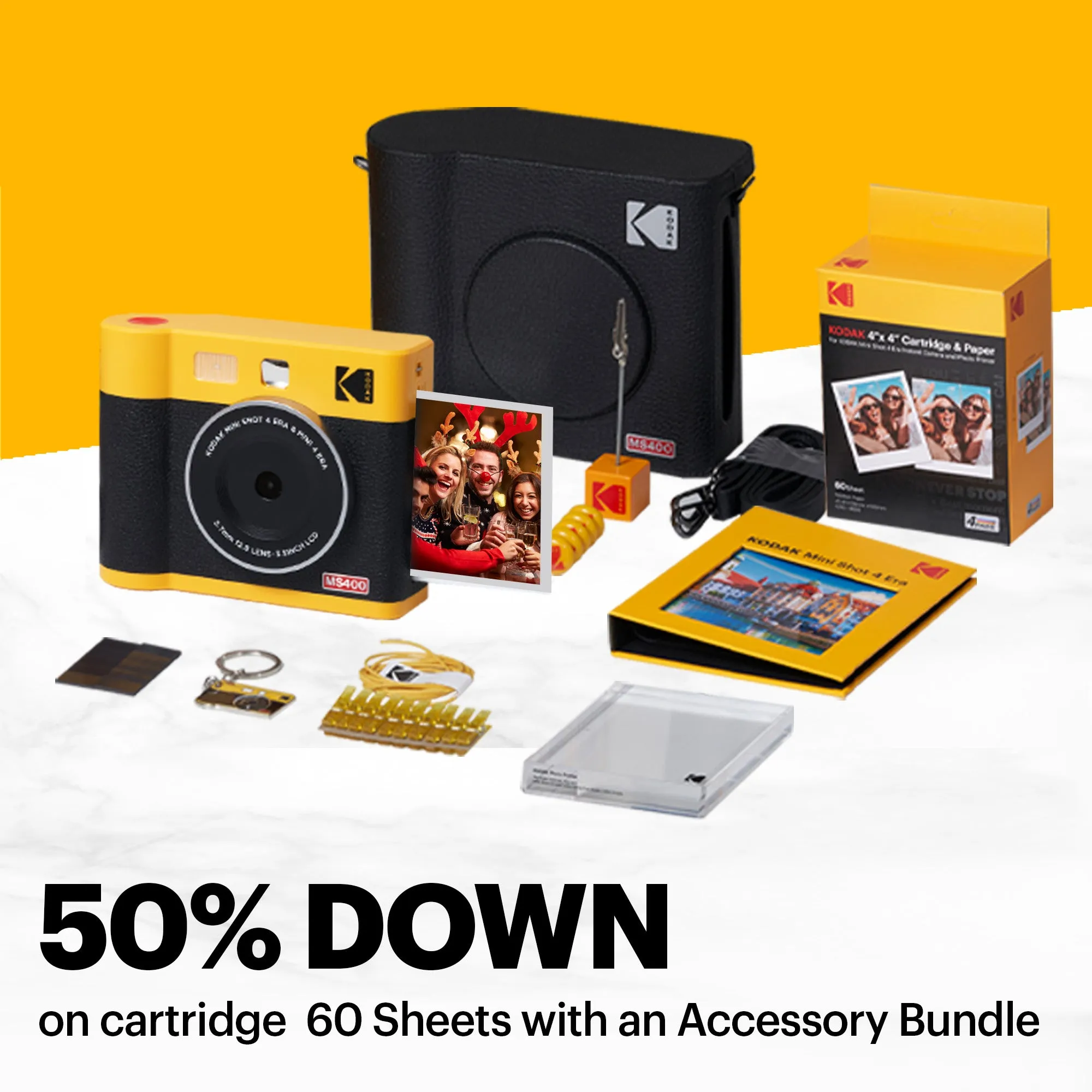 KODAK Mini Shot 4 ERA 2-in-1 Instant Camera and Photo Printer (4x4) (Camera   68 Sheets   Gift Accessories)