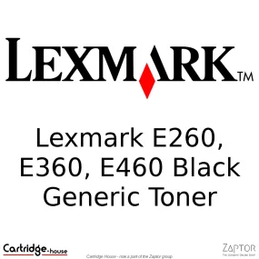 Lexmark E260 High Yield Black Compatible Toner Cartridge - Alternate Brand, A-L-E260/E360/E460-BK