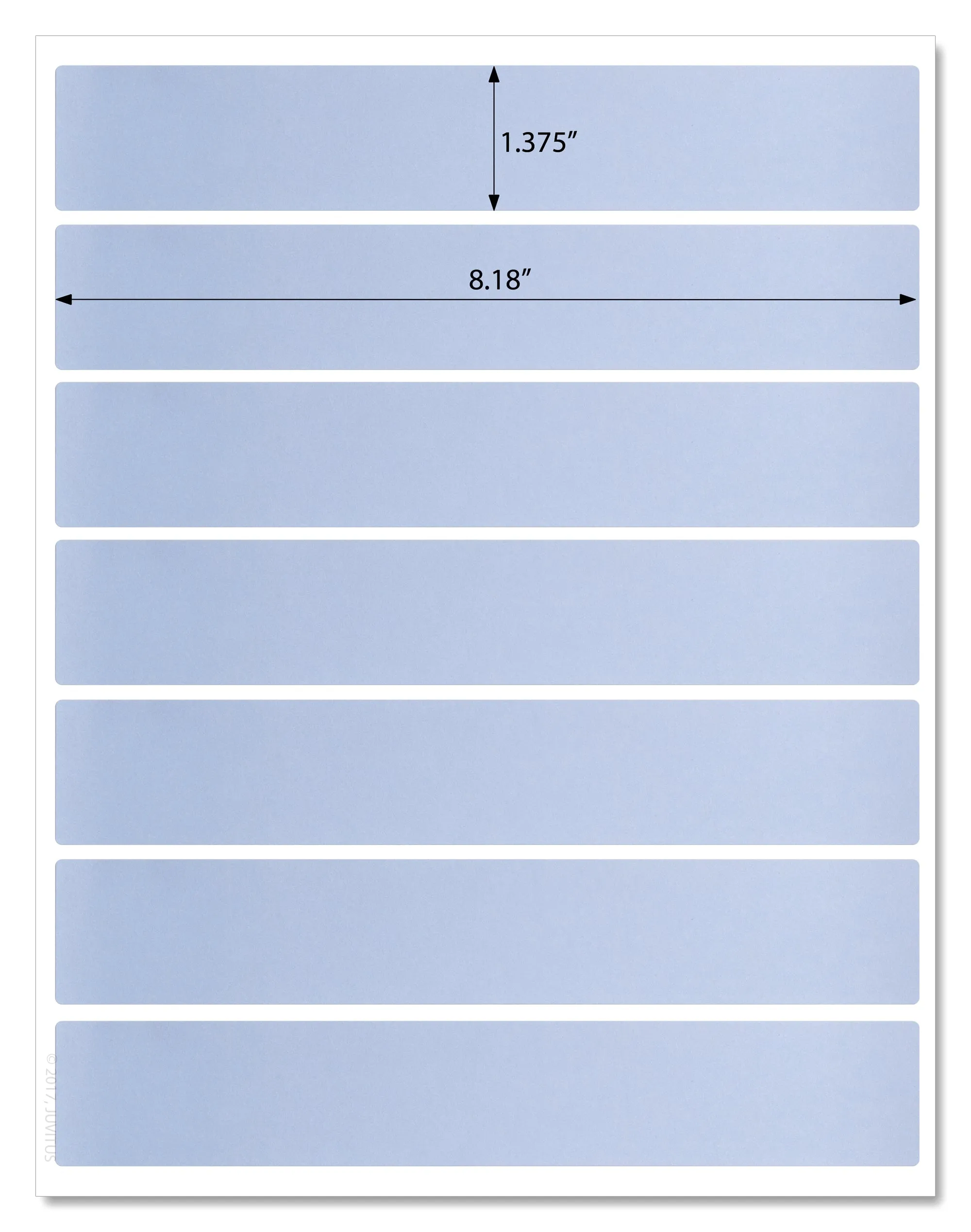 Light Blue Water Bottle Labels - 8.1875" x 1.375" Rectangle Labels for Inkjet and Laser Printers with Template and Printing Instructions, 5 Sheets, 35 Labels (WB8)