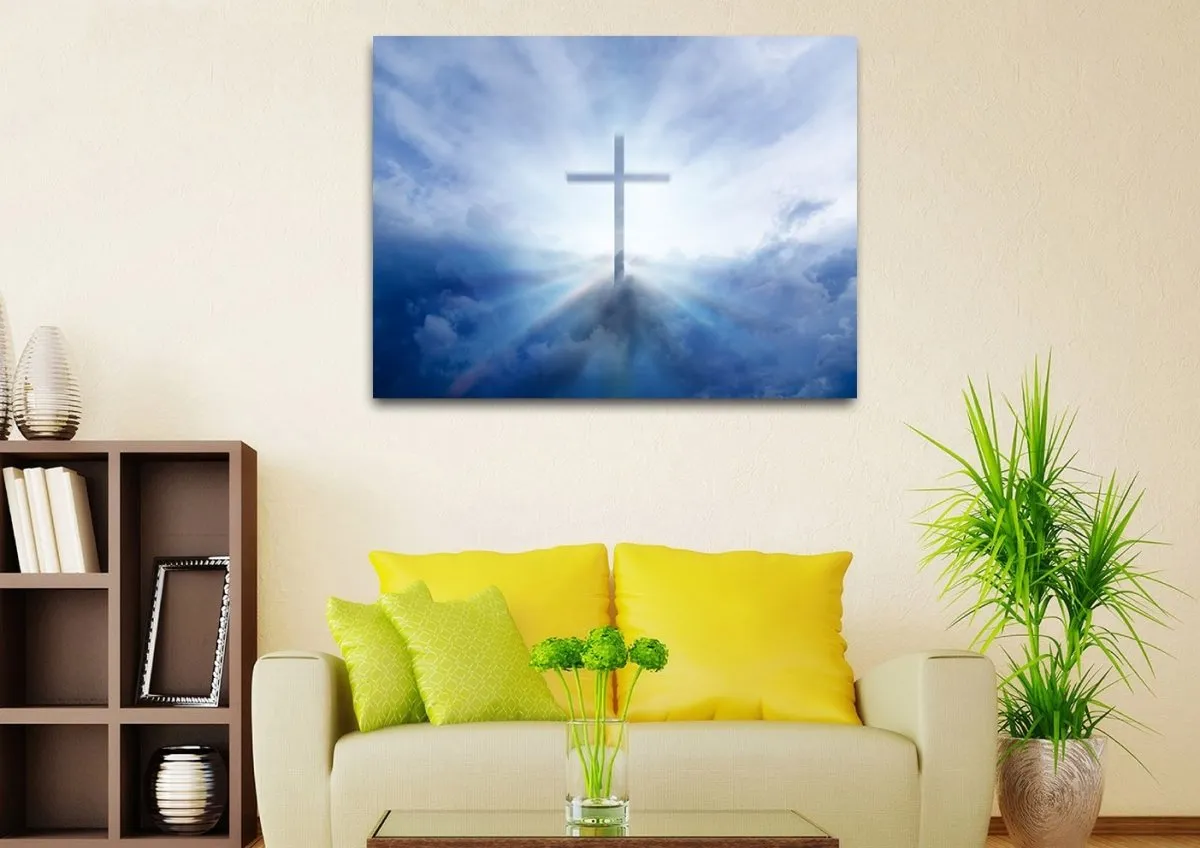 Light Rays On Cross Wall Art - Christian Canvas Wall Art