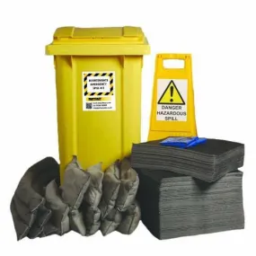 Maintenance Spill Kit Two Wheel Bin with Hinged Lid - M240SK  || 240ltr Absorbency