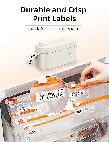 Makeid Label Maker Machine with Tape - Compatible with 9/12/16mm Waterproof Tape, Portable & Rechargeable Label Makers with Built-in Cutter Wireless Label Printer Compatible with Android & iOS Devices