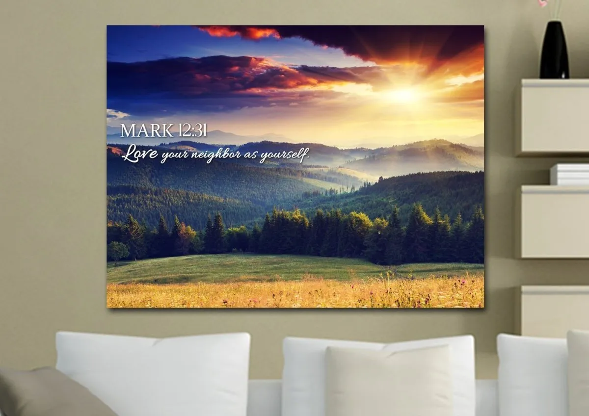 Mark 1231 Love Your Neighbor As Yourself Canvas Wall Art Print S - Christian Canvas Wall Art