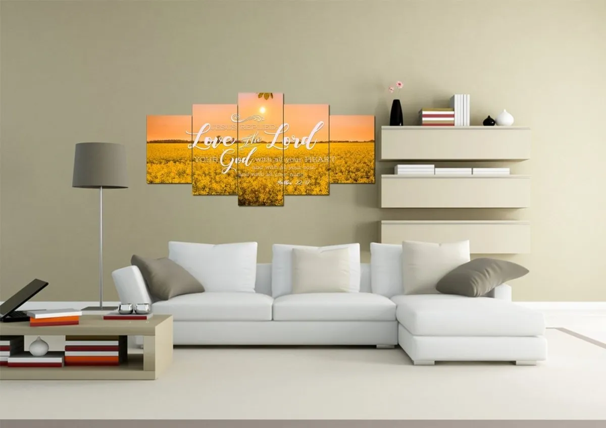 Matthew 2237 Love The Lord With All Your Heart Canvas Wall Art Print - Christian Canvas Wall Art