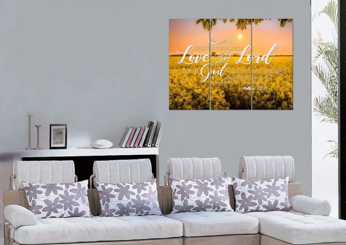 Matthew 2237 Love The Lord With All Your Heart Canvas Wall Art Print - Christian Canvas Wall Art