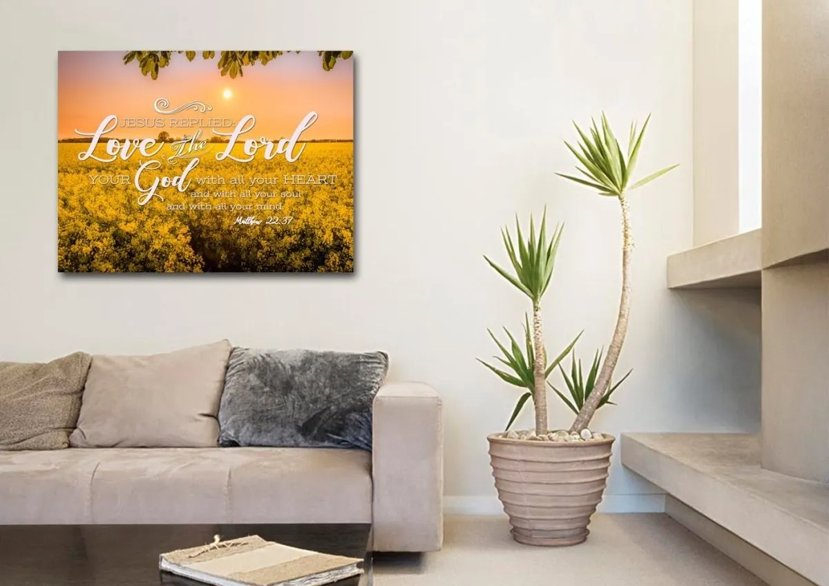 Matthew 2237 Love The Lord With All Your Heart Canvas Wall Art Print - Christian Canvas Wall Art