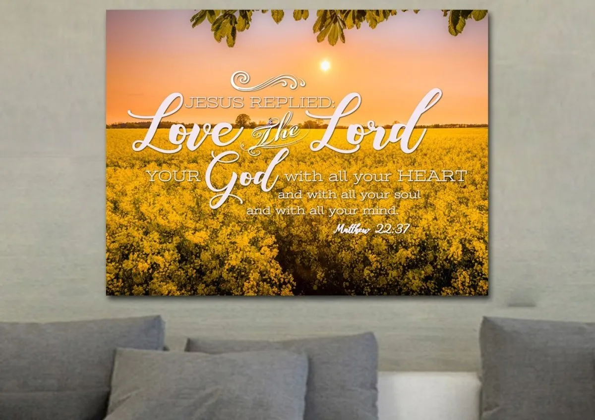 Matthew 2237 Love The Lord With All Your Heart Canvas Wall Art Print - Christian Canvas Wall Art