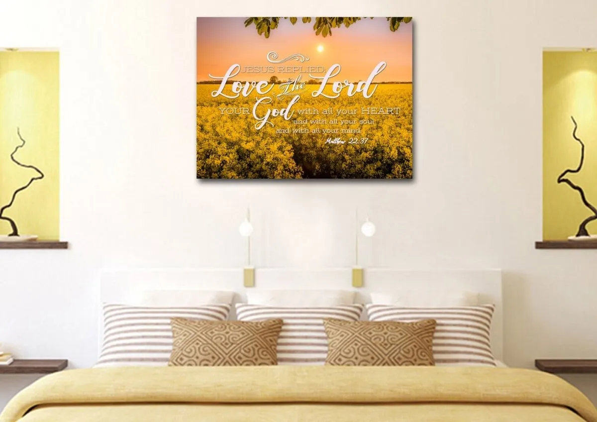 Matthew 2237 Love The Lord With All Your Heart Canvas Wall Art Print - Christian Canvas Wall Art