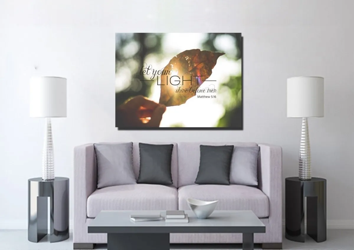 Matthew 516 Let Your Light Shine Before Men Canvas Wall Art Print S - Christian Canvas Wall Art
