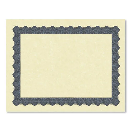 Metallic Border Certificates, 11 X 8.5, Ivory/blue With Blue Border, 100/pack