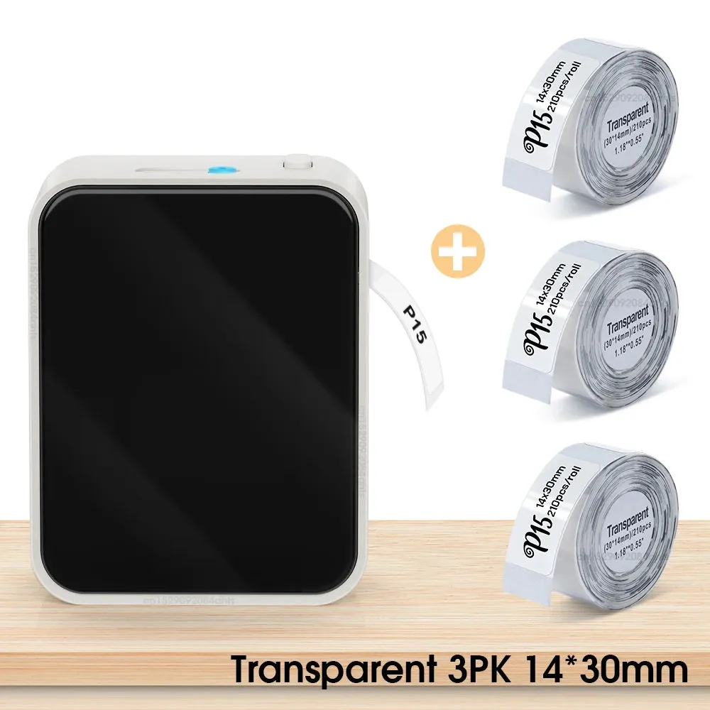 Mini Thermal Printer P15 Portable Bluetooth Label Printer Adhesive Sticker Inkless Labeling Machine with Thermal Paper