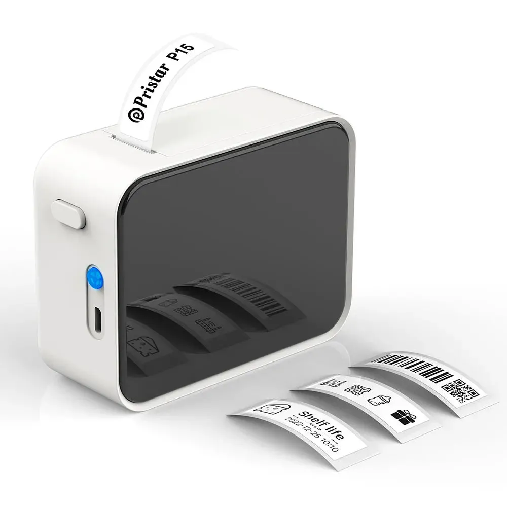 Mini Thermal Printer P15 Portable Bluetooth Label Printer Adhesive Sticker Inkless Labeling Machine with Thermal Paper