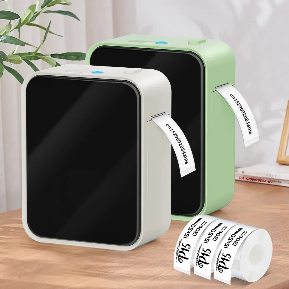 Mini Thermal Printer P15 Portable Bluetooth Label Printer Adhesive Sticker Inkless Labeling Machine with Thermal Paper
