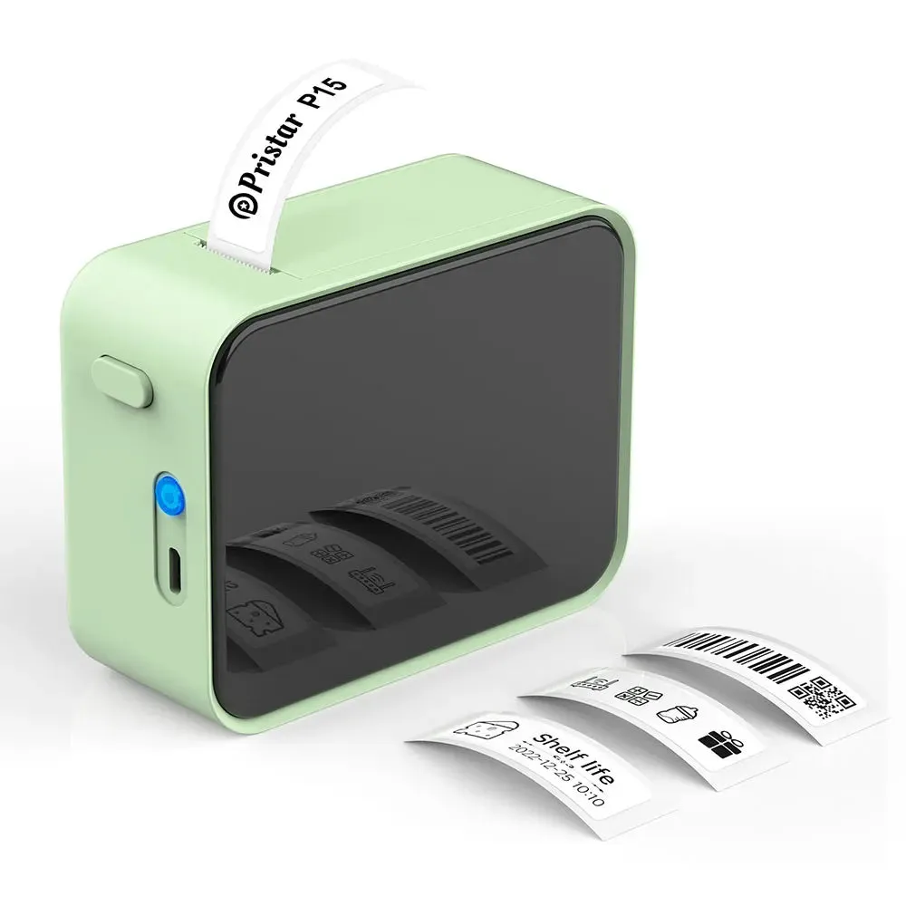 Mini Thermal Printer P15 Portable Bluetooth Label Printer Adhesive Sticker Inkless Labeling Machine with Thermal Paper