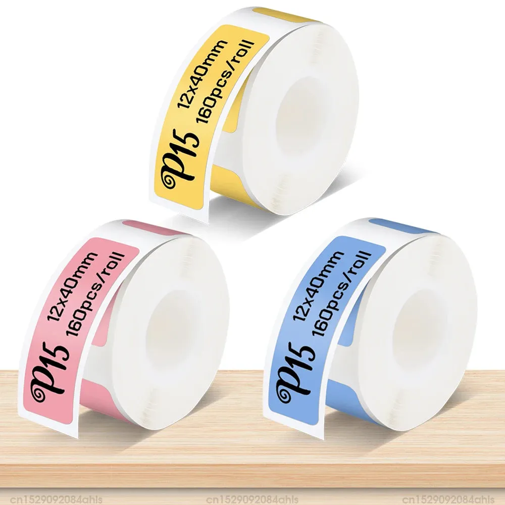 Mini Thermal Printer P15 Portable Bluetooth Label Printer Adhesive Sticker Inkless Labeling Machine with Thermal Paper