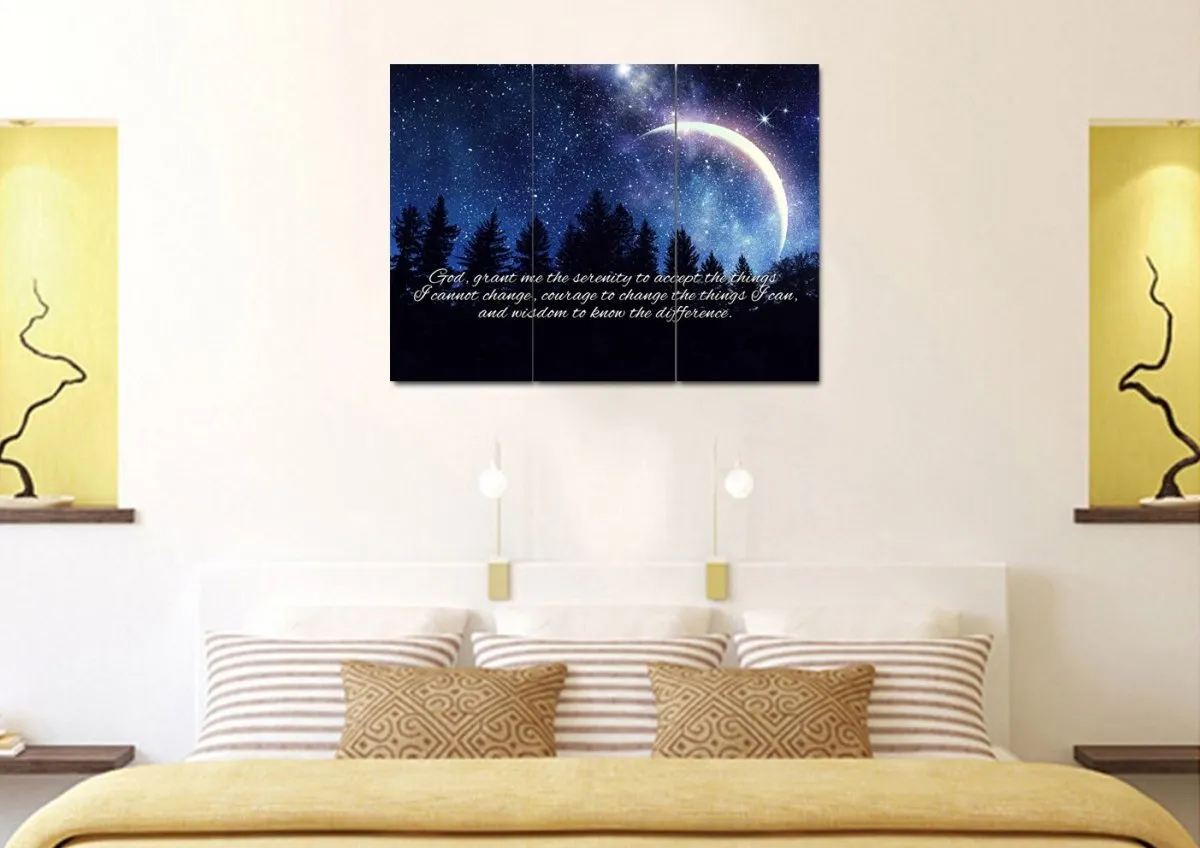 Moon Serenity Prayer Wall Art - Christian Canvas Wall Art