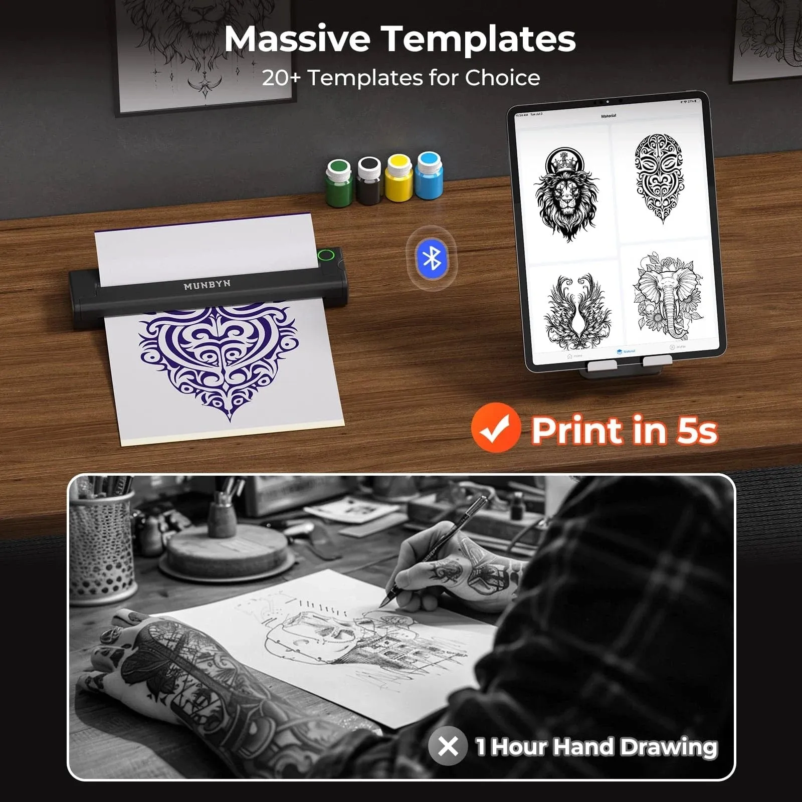 MUNBYN ITP05 Bluetooth Tattoo Stencil Printer