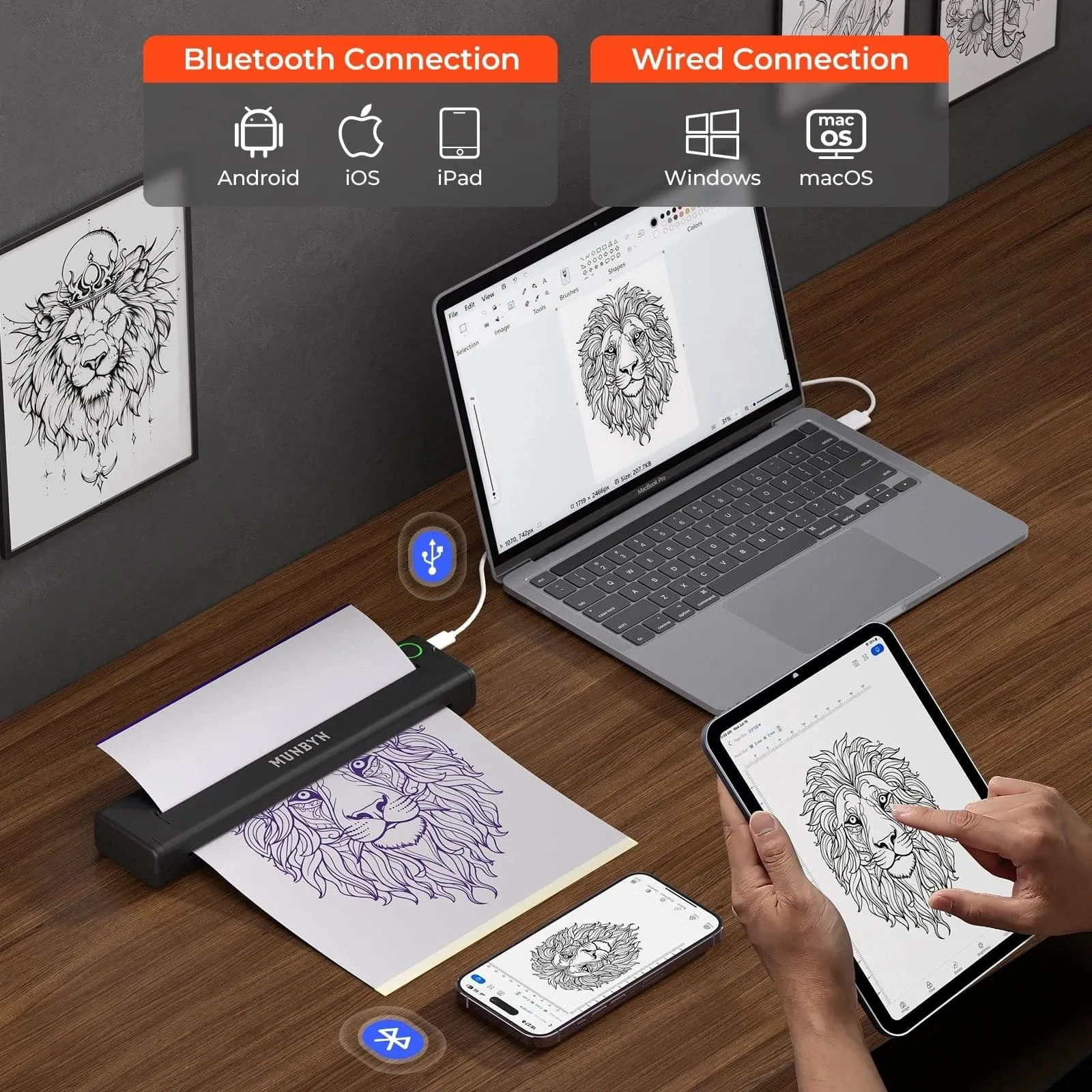 MUNBYN ITP05 Bluetooth Tattoo Stencil Printer