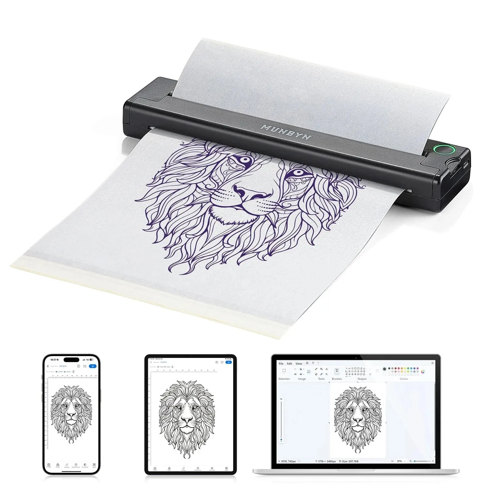 MUNBYN ITP05 Bluetooth Tattoo Stencil Printer