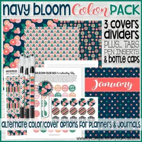 NAVY BLOOM Color Pack {Alternate Covers/Accessories for Planners/Journals} PRINTABLE