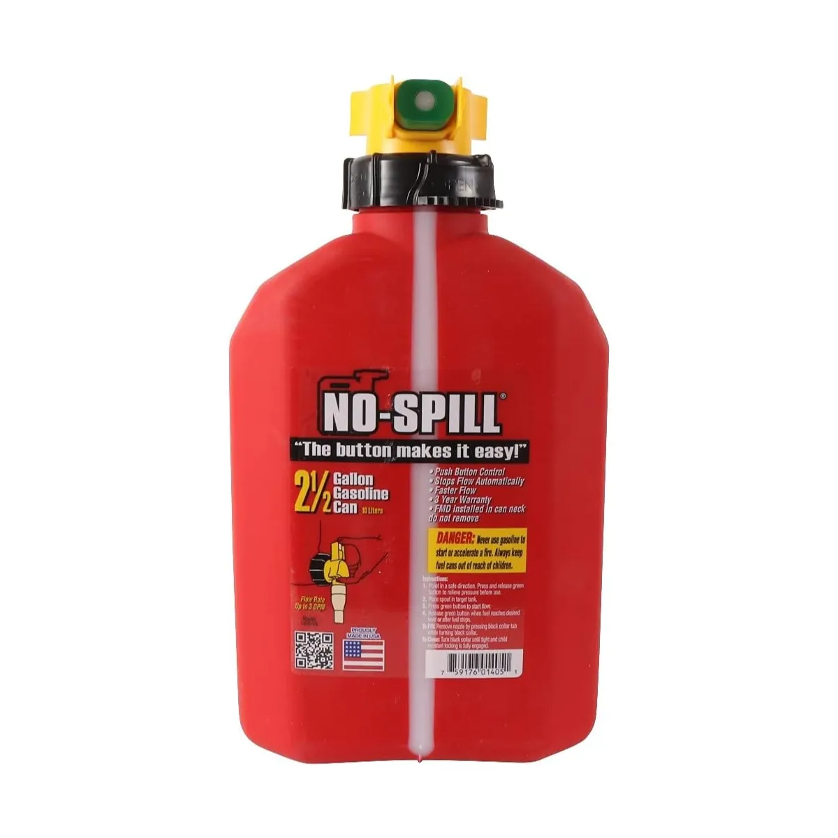 No-Spill Premium Petrol Fuel Jerry Can with Spill-Proof Nozzle - 10L