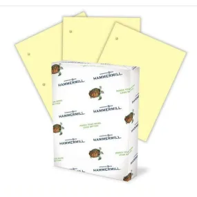 (Open Ream) Hammermill Multipurpose Paper, 20 Lbs., 8.5" x 11", Canary, 3 HOLE PUNCH (Case or Ream)