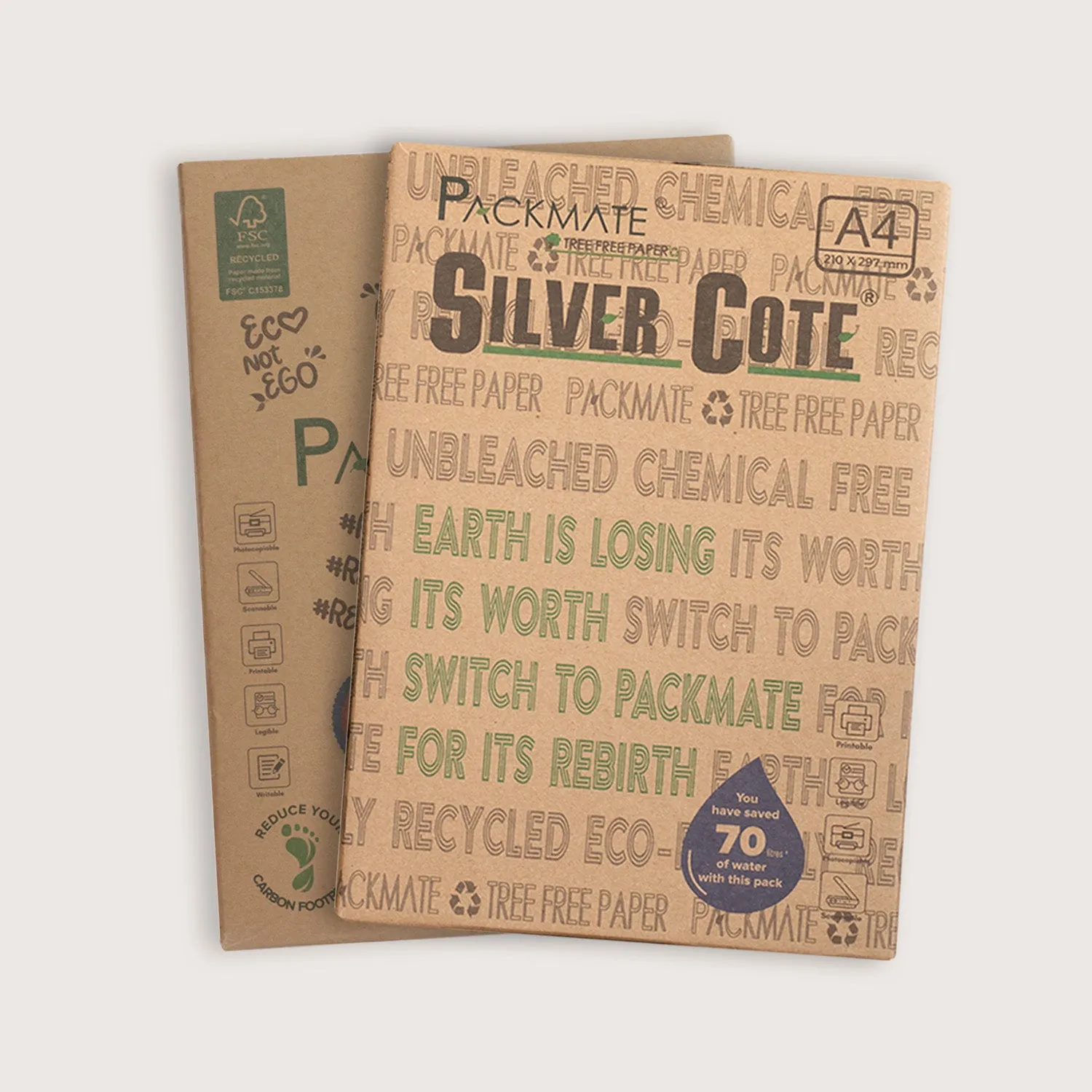 Packmate A4 Copier Combo (1 Silvercote   1 Gold) Made From 100% Recycled Paper