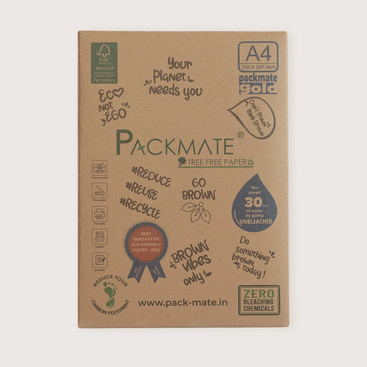 Packmate A4 Copier Combo (1 Silvercote   1 Gold) Made From 100% Recycled Paper