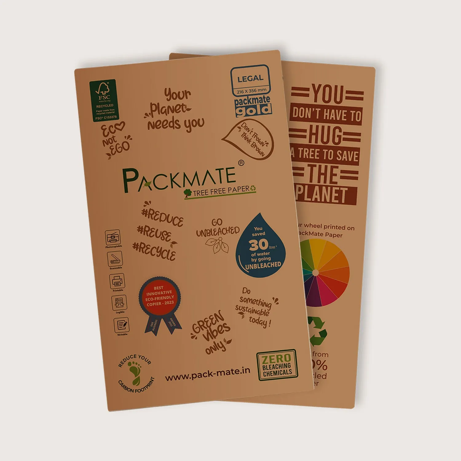 Packmate Gold Copier - Legal,1 Ream, 500 Sheet |  Made From 100% Recycled Paper