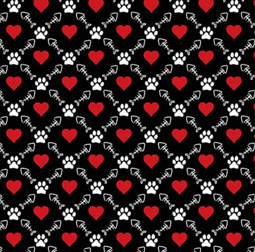 Patterned Heat Transfer Vinyl - Cat Paws & Hearts