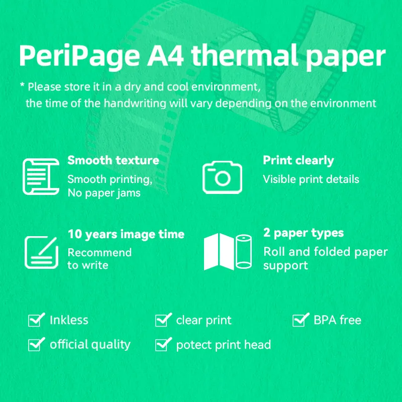 PeriPage A40 Thermal Paper 10 Years Image Time