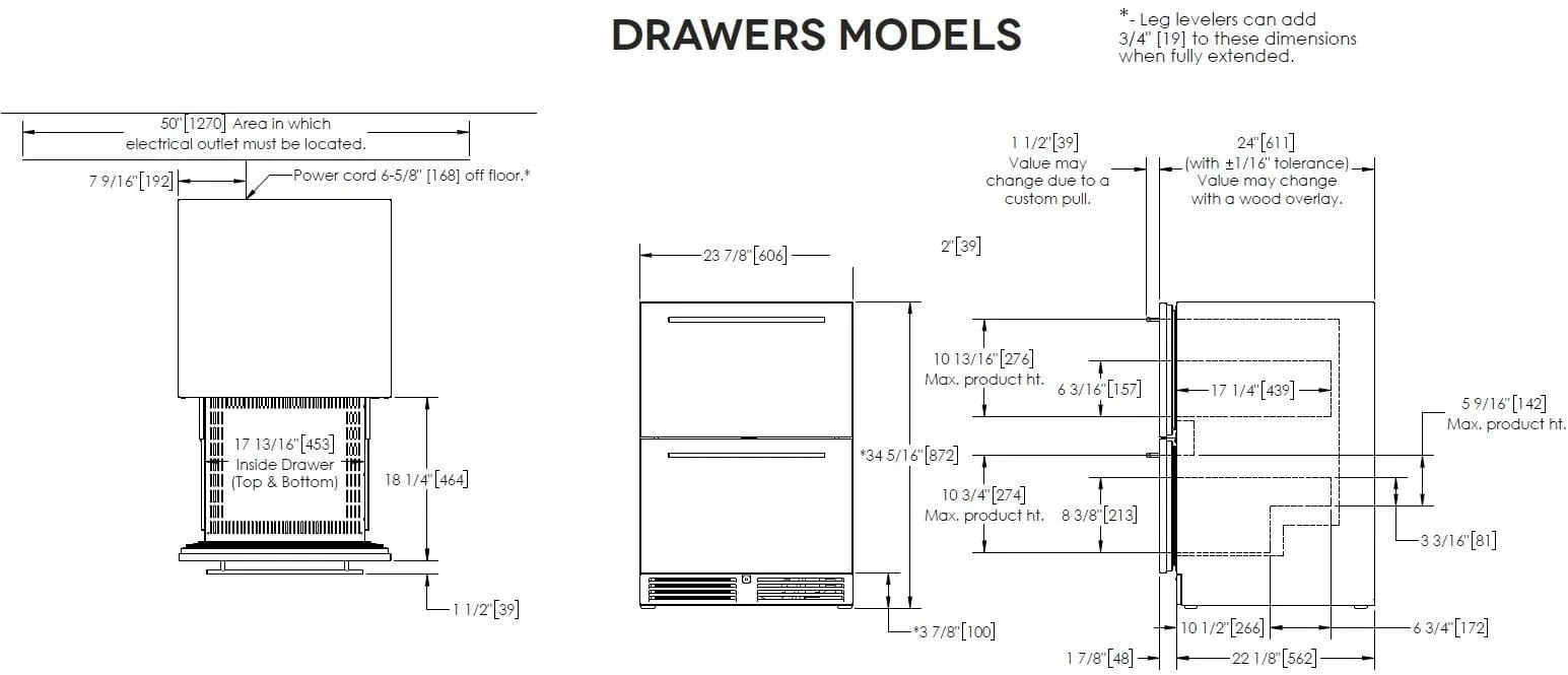 Perlick 24 inch C Series Counter Depth Drawer Refrigerator HC24RO-4-5