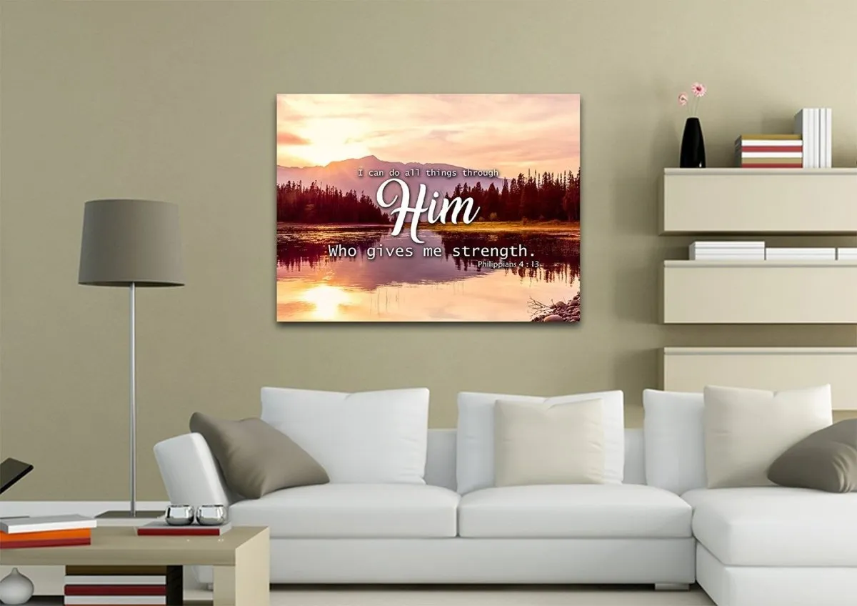 Philippians 413 Niv I Can Do All Things Through Christ Bible Verse Canvas Wall Art - Christian Canvas Wall Art