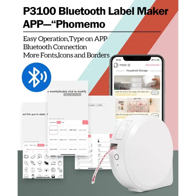 Phomemo P3100/P3100D Portable Bluetooth Home Label Maker