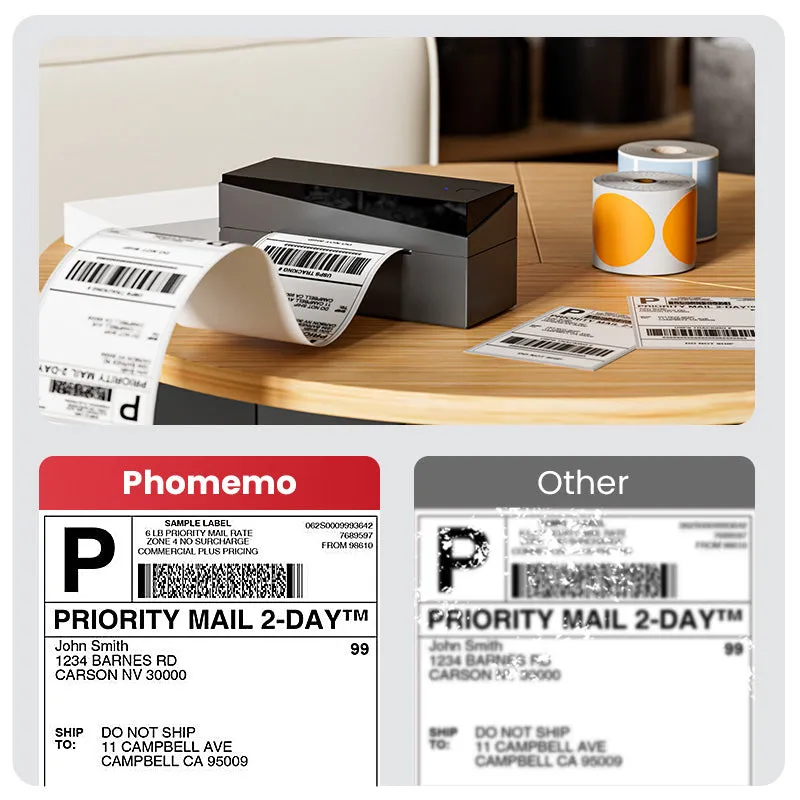 Phomemo PM249-BTZ Bluetooth Direct Connect Shipping Label Printer