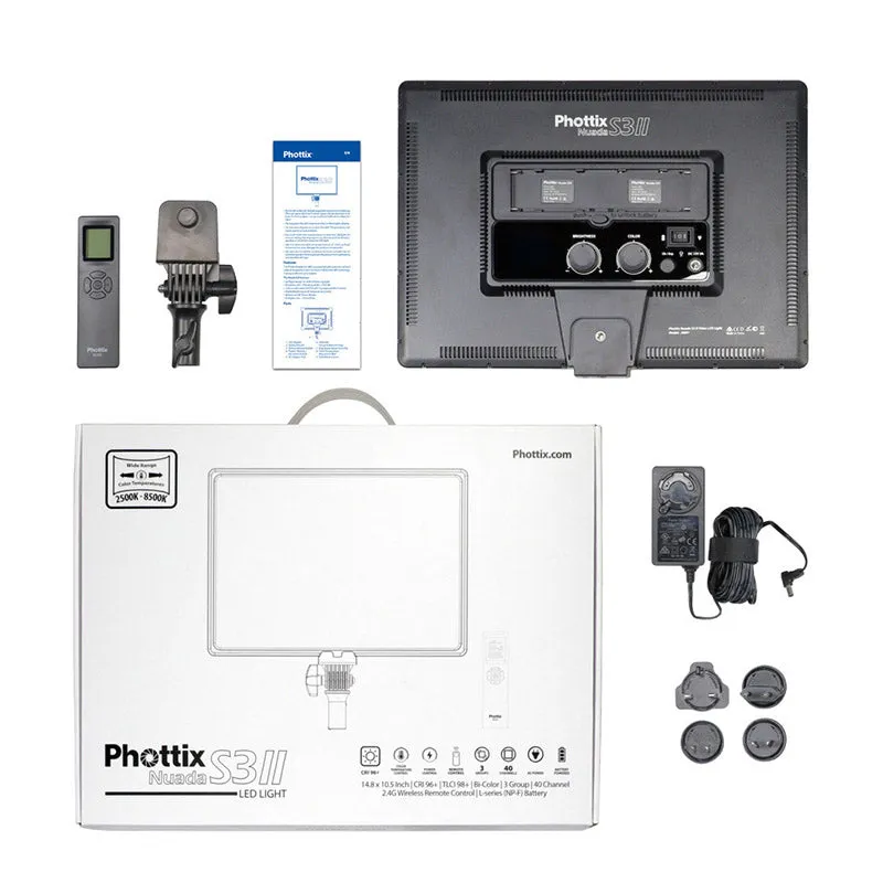 Phottix Nuada S3 II 5600K Video LED Panel Light for Videography and Photography Vlog Light | PH81422