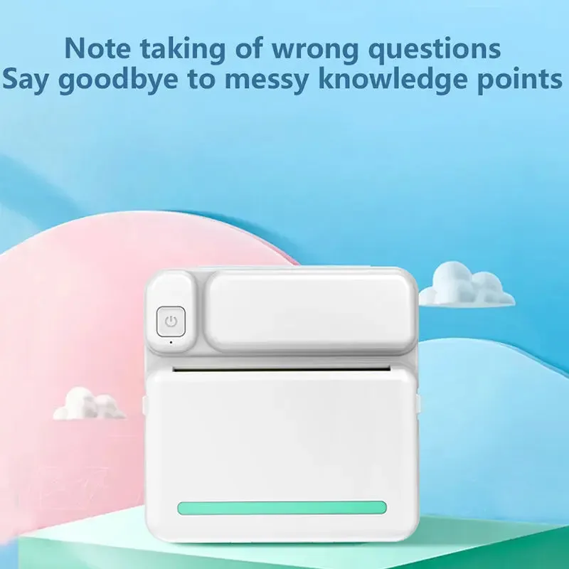 Portable Mini Printer HD Photo Pocket Thermal Label With White Color Adhesive Paper Wireless Bluetooth Learning Paper Mini Maker