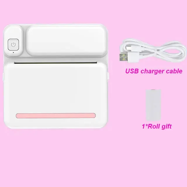 Portable Mini Printer HD Photo Pocket Thermal Label With White Color Adhesive Paper Wireless Bluetooth Learning Paper Mini Maker