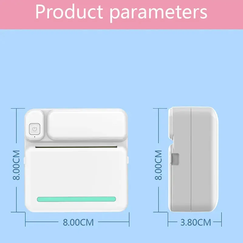 Portable Mini Printer HD Photo Pocket Thermal Label With White Color Adhesive Paper Wireless Bluetooth Learning Paper Mini Maker