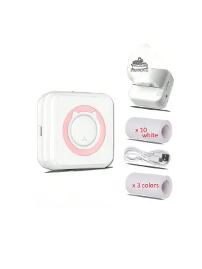 Portable Thermal Photo Printer With 13 Paper-Rolls