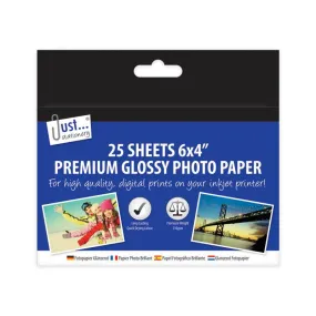 Premium Glossy Photo Paper - 25 Pack 6" x 4" Quick Drying 210gsm Print Inkjet