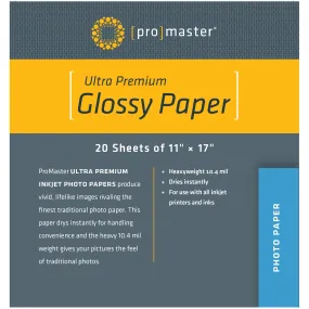 Promaster 1540 11X17 Glossy Inkjet Paper - 20 Sheets