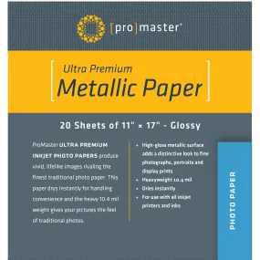 ProMaster Ultra Premium Silver Metallic Paper - 11"x17" - 20 Sheets