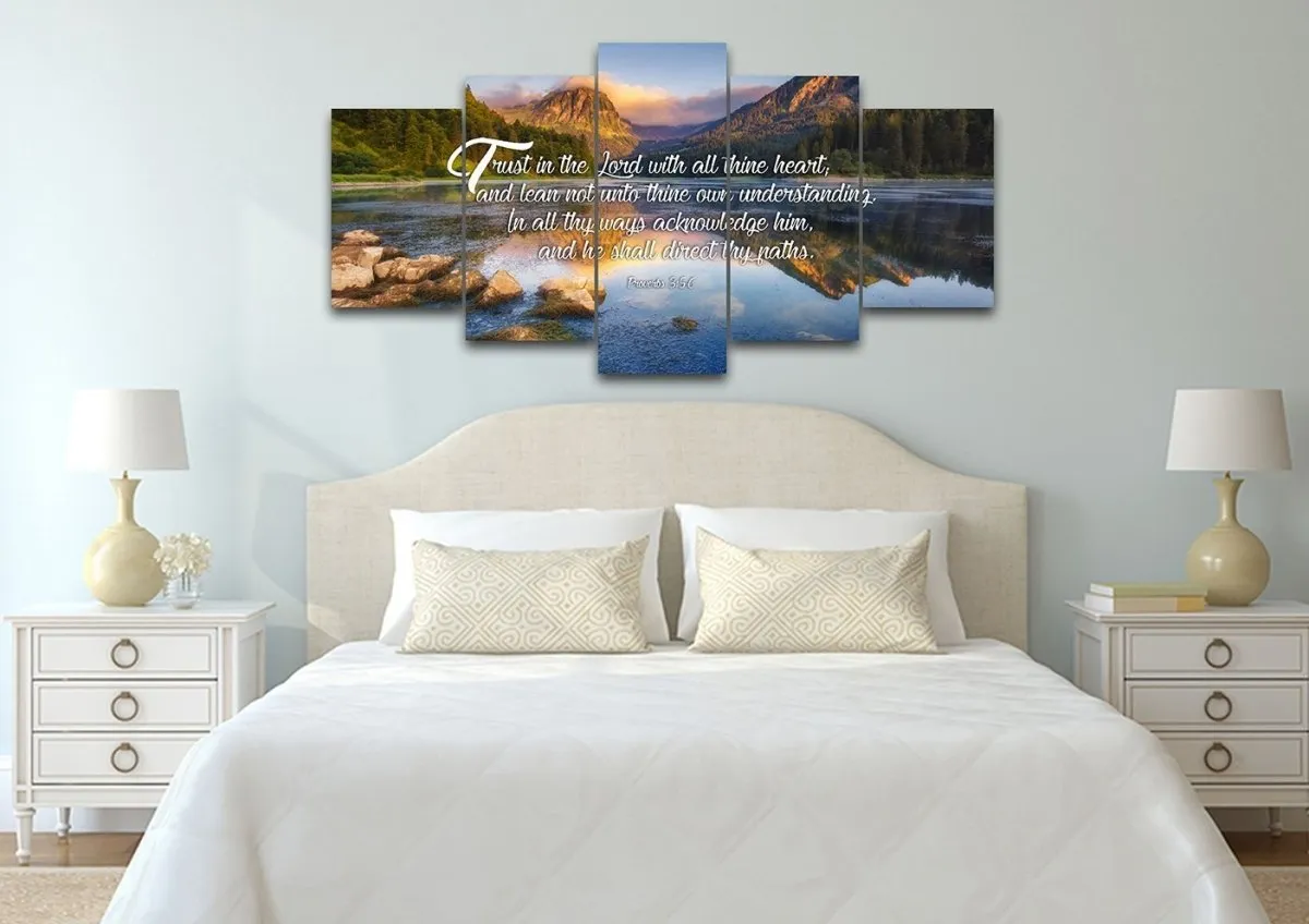 Proverbs 35-6 #11 Kjv 'Trust In The Lord' Christian Scripture Wall Art Canvas - Christian Canvas Wall Art
