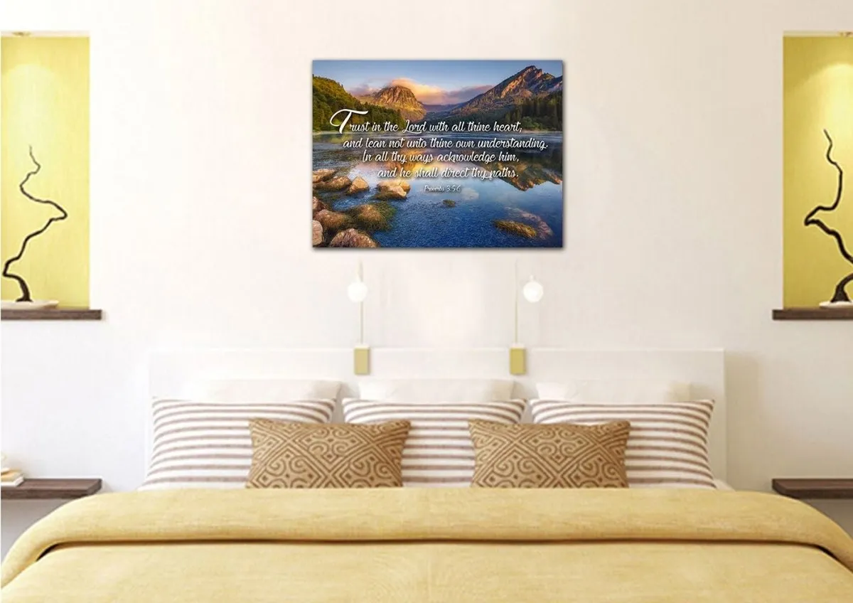 Proverbs 35-6 #11 Kjv 'Trust In The Lord' Christian Scripture Wall Art Canvas - Christian Canvas Wall Art