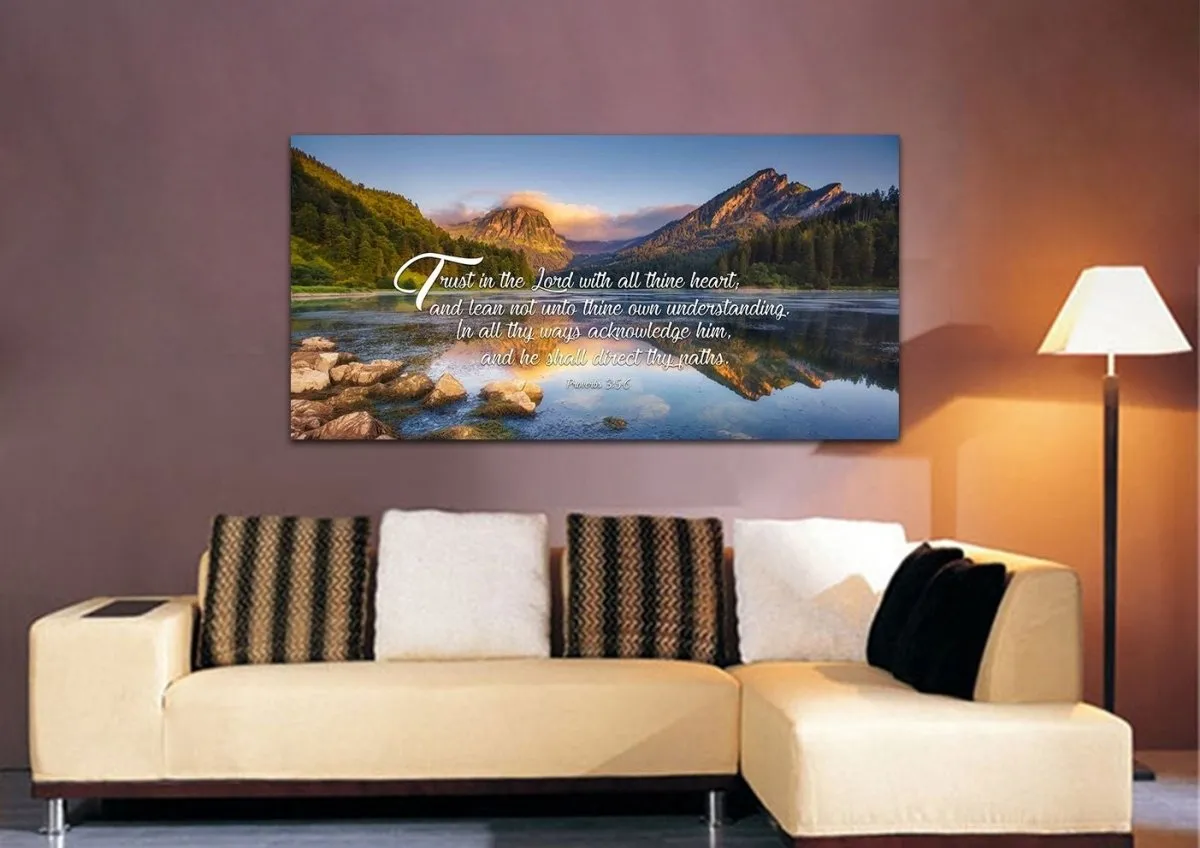 Proverbs 35-6 #11 Kjv 'Trust In The Lord' Christian Scripture Wall Art Canvas - Christian Canvas Wall Art