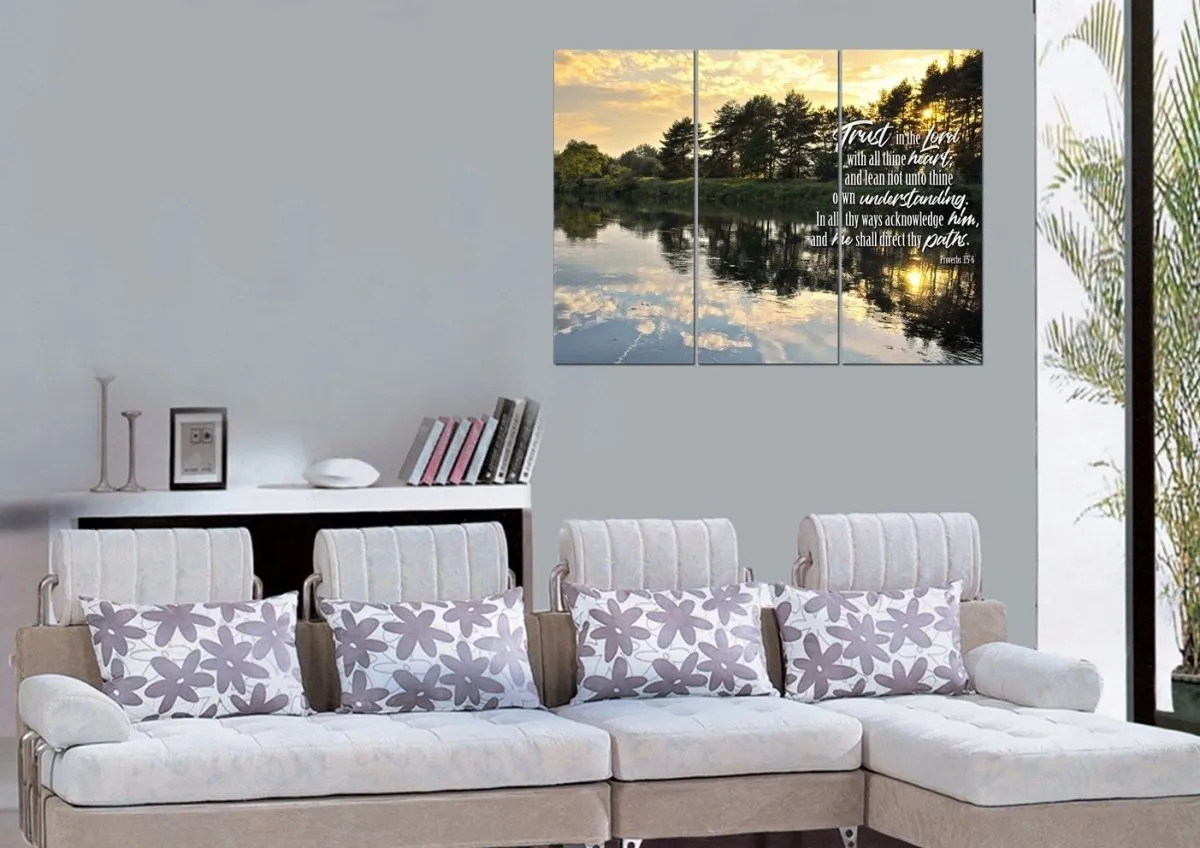 Proverbs 35-6 #31 Kjv 'Trust In The Lord With All Thine Heart' Christian Scripture Wall Art Canvas - Christian Canvas Wall Art