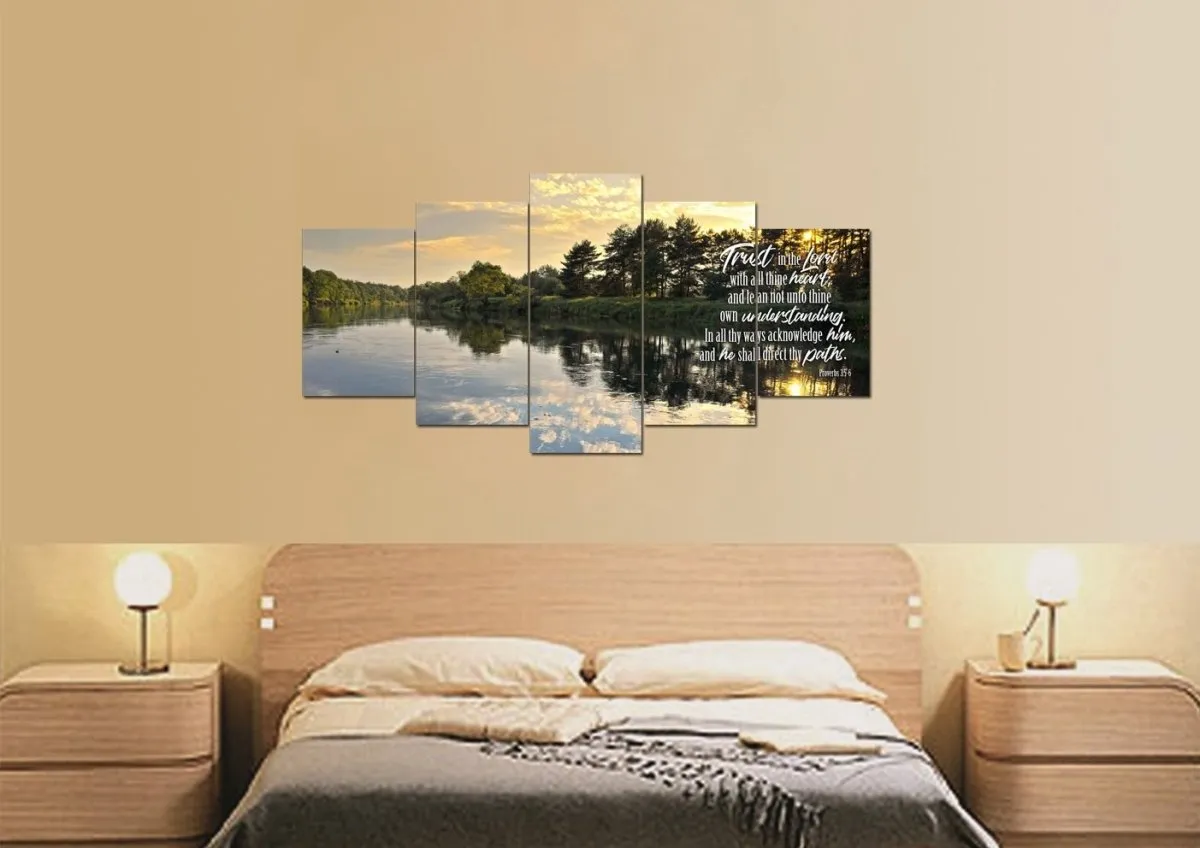 Proverbs 35-6 #31 Kjv 'Trust In The Lord With All Thine Heart' Christian Scripture Wall Art Canvas - Christian Canvas Wall Art