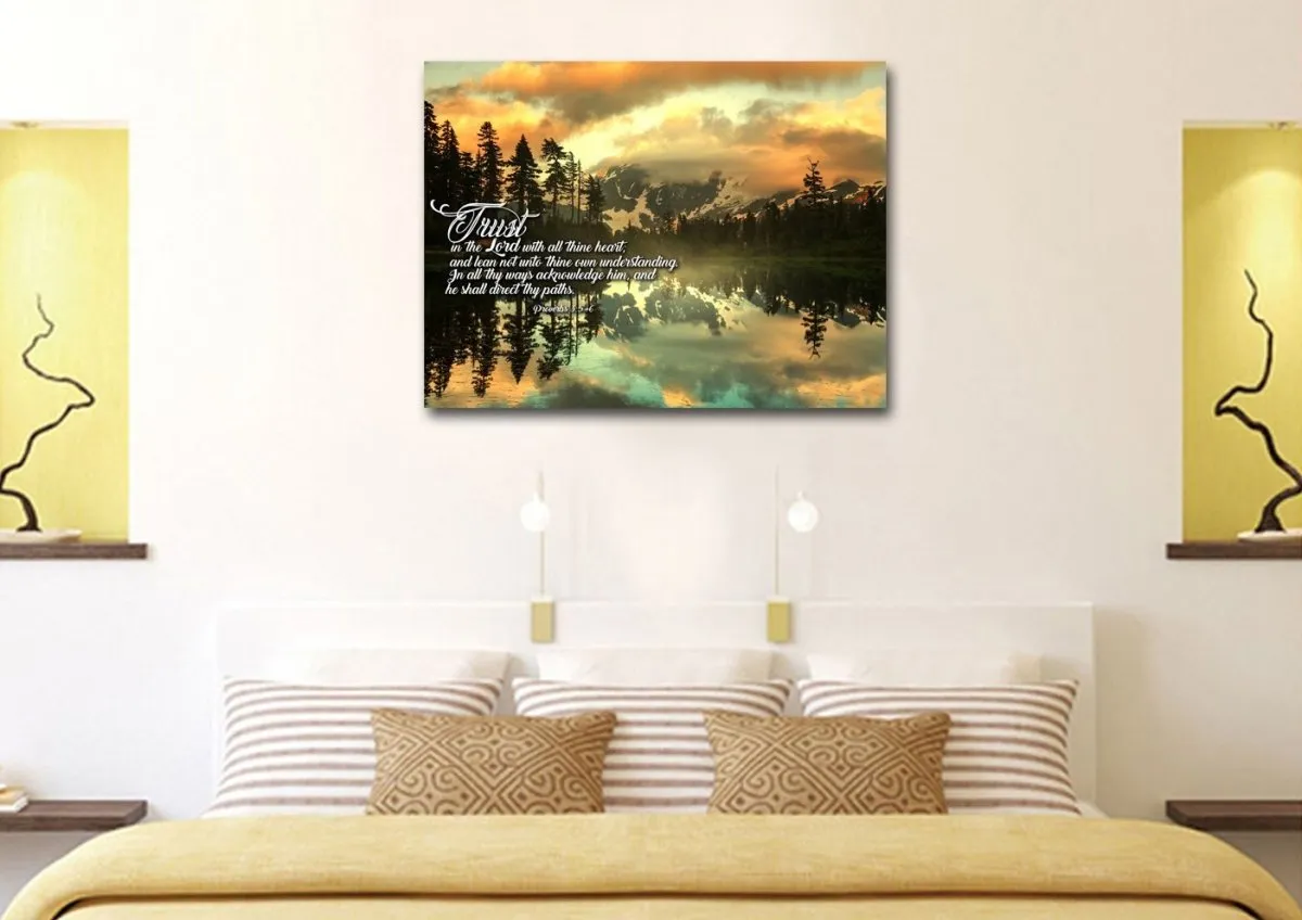 Proverbs 35-6 #32 Kjv 'Trust In The Lord With All Thine Heart' Christian Scripture Wall Art Canvas - Christian Canvas Wall Art