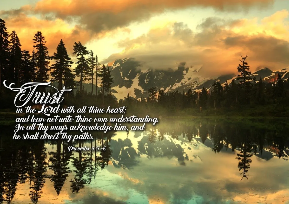 Proverbs 35-6 #32 Kjv 'Trust In The Lord With All Thine Heart' Christian Scripture Wall Art Canvas - Christian Canvas Wall Art